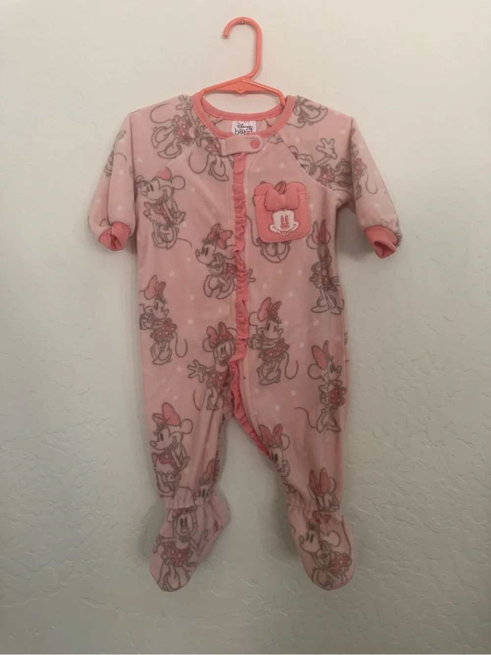Disney Pink Minnie Mouse Fleece Footed One-Piece